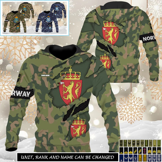 Personalized Norway Soldier/Veteran Camo with Name And Rank Sweater All Over Printed - 17331840