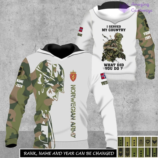 Personalized Norway Soldier/Veteran Camo with Name, Rank Hoodie All Over Printed - 17262720