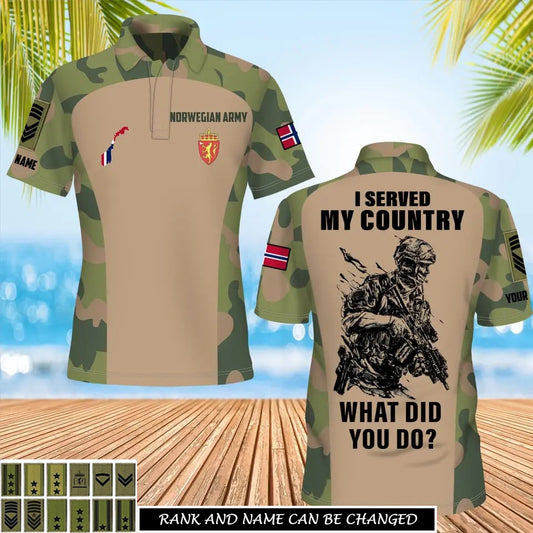 Personalized Norway Soldier/Veteran Camo with Name, Rank POLO All Over Printed - 17234208