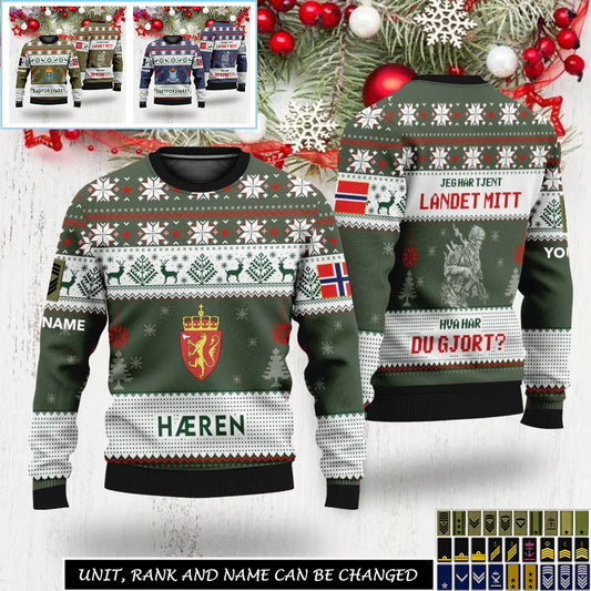 Personalized Norway Soldier/Veteran Camo with Name And Rank Sweater All Over Printed - 17301600