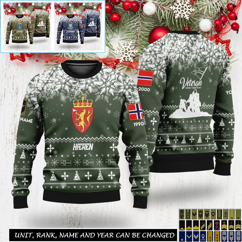 Personalized Norway Soldier/Veteran Camo with Rank, Name And Year Sweater All Over Printed - 17310240