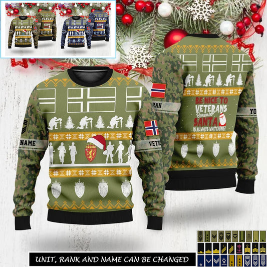 Personalized Norway Soldier/Veteran Camo with Rank And Name Sweater All Over Printed - 17312832