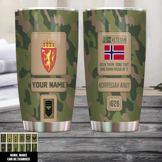 Personalized Norway Veteran/ Soldier With Rank, Name Tumbler - 17218656