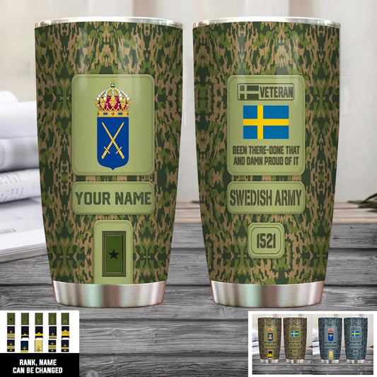 Personalized Sweden Veteran/ Soldier With Rank, Name Tumbler - 17218656