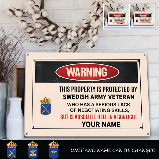 Personalisiertes Metallschild mit schwedischem Soldaten-/Veteranen-Motiv – 17242848