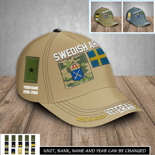 Personalized Rank, Year And Name Sweden Soldier/Veterans Baseball Cap - 17236800