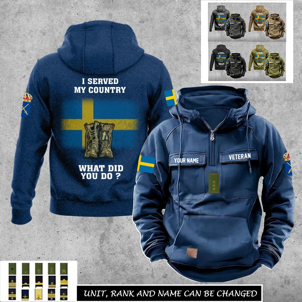 Personalisierter Schweden-Soldat/Veteranen-Vintage-Kapuzenpullover mit Rundum-Aufdruck – 17270496