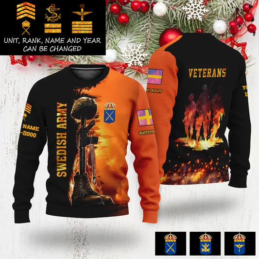 Personalized Sweden Soldier/Veteran Camo with Name, Rank And Year Sweater All Over Printed - 17284320