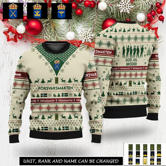 Personalized Sweden Soldier/Veteran Camo with Name And Rank Sweater All Over Printed - 17304192