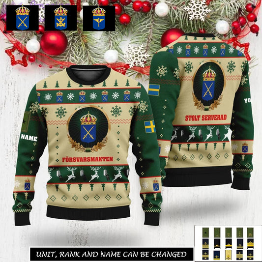 Personalized Sweden Soldier/Veteran Camo with Name And Rank Sweater All Over Printed - 17308512