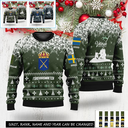 Personalized Sweden Soldier/Veteran Camo with Rank, Name And Year Sweater All Over Printed - 17310240