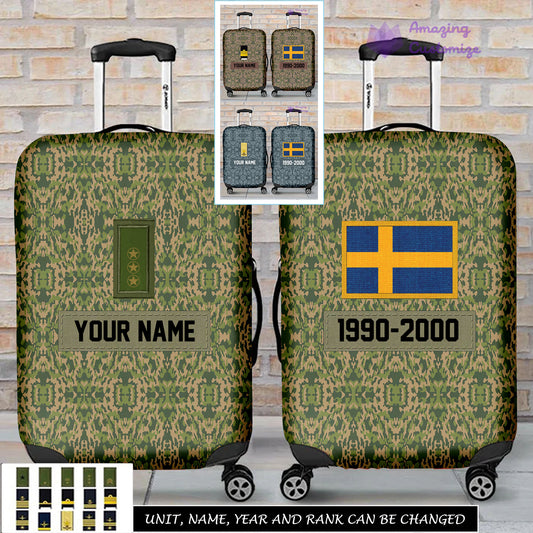 Personalized Sweden Soldier/ Veteran With Name, Year And Rank Luggage Cover All Over Printed - 17294688