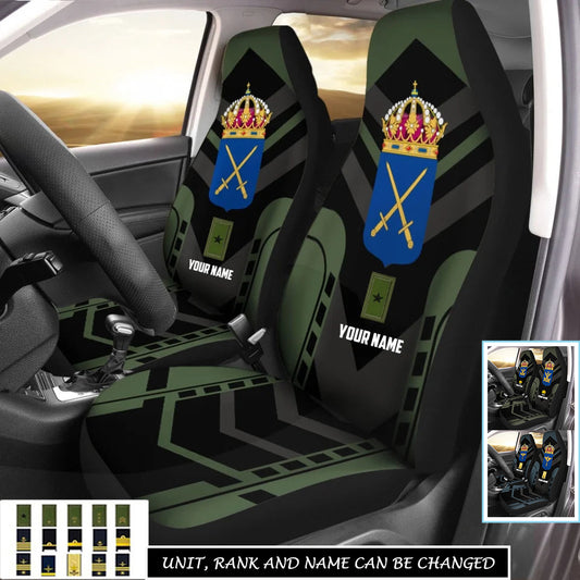 Personalized Sweden Soldier/ Veteran Camo With Name And Rank Car Seat Covers 3D Printed - 17256672