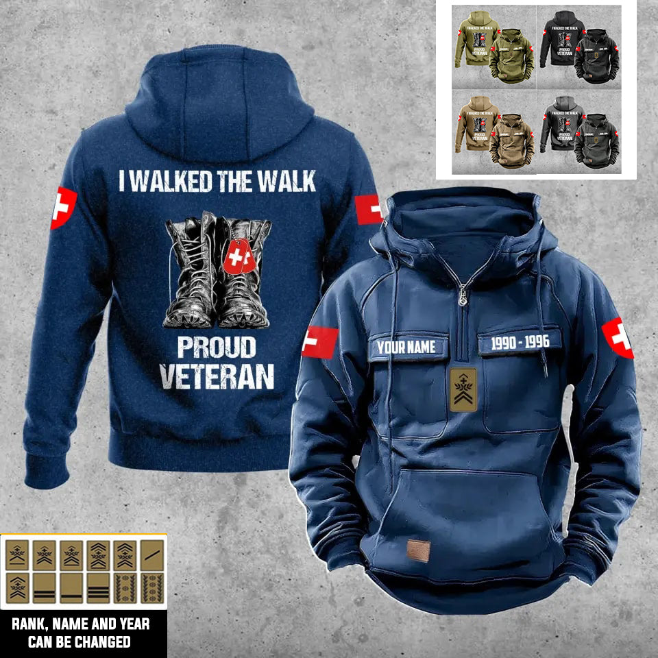 Personalisierter Schweizer Soldat/Veteran mit Rang, Jahr und Namen Vintage Hoodie All Over Printed - 17219520