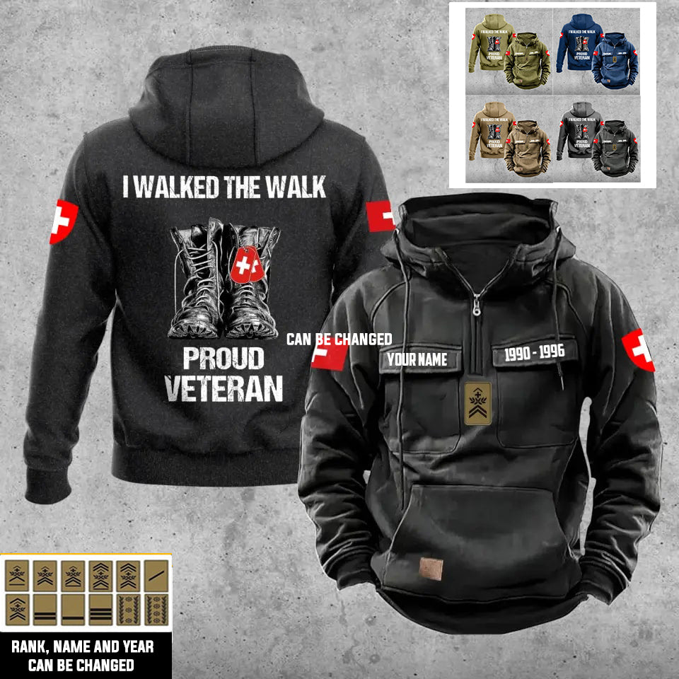 Personalisierter Schweizer Soldat/Veteran mit Rang, Jahr und Namen Vintage Hoodie All Over Printed - 17219520