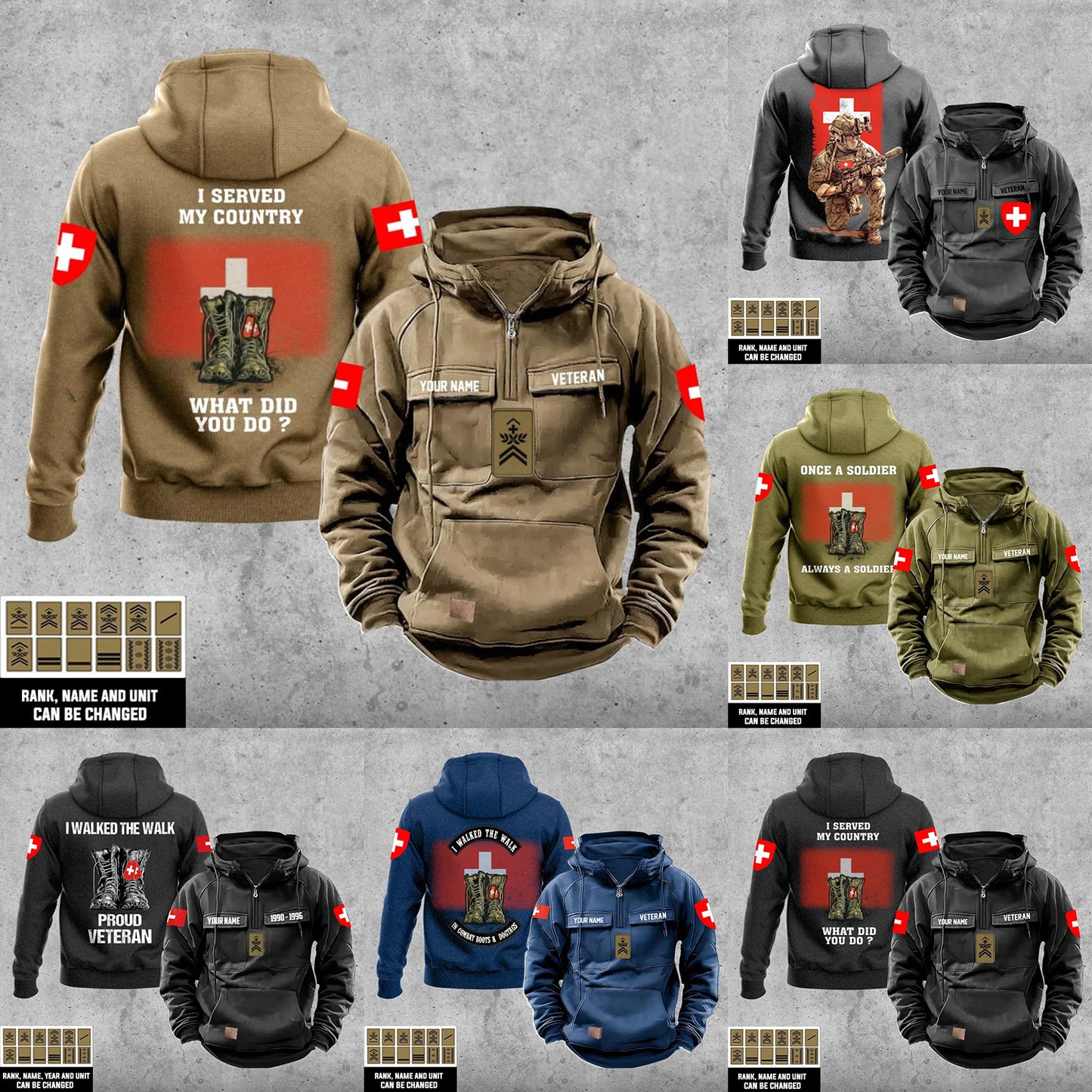 Personalized Swiss Soldier/Veteran With Rank And Name Vintage Hoodie All Over Printed - 17273088