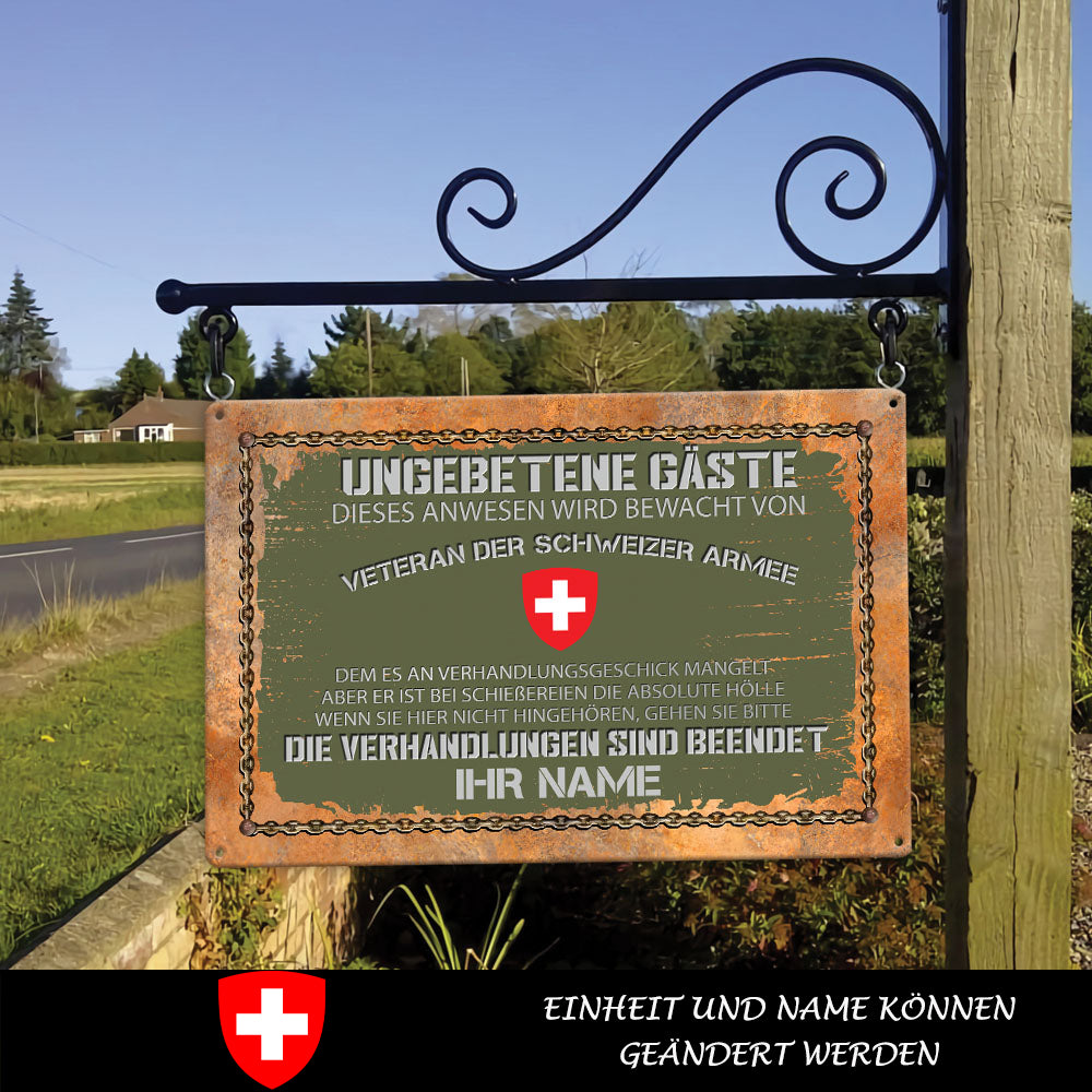 Plaque en métal personnalisée représentant un soldat ou un vétéran suisse - 17254944