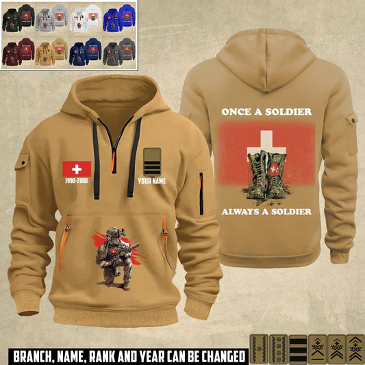 Personalized Swiss Soldier/ Veteran With Name, Year And Rank Zip Hoodie Multicolor - 17353440