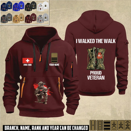 Personalized Swiss Soldier/ Veteran With Name, Year And Rank Zip Hoodie Multicolor - 17355168