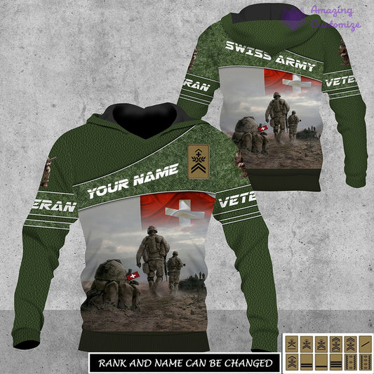 Personalized Swiss Soldier/Veteran Camo with Name, Rank Hoodie All Over Printed - 17267904