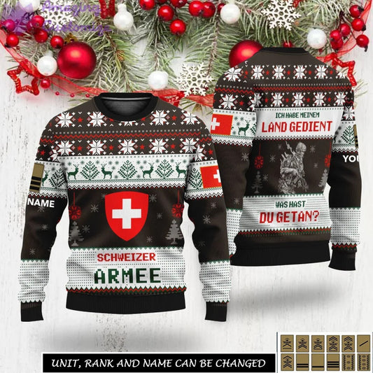 Personalized Swiss Soldier/Veteran Camo with Name And Rank Sweater All Over Printed - 17301600