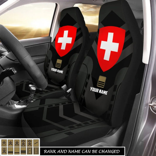 Personalized Swiss Soldier/ Veteran Camo With Name And Rank Car Seat Covers 3D Printed - 17256672