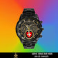 Personalized Swiss Soldier/ Veteran With Name, Rank And Year Black Stainless Steel Watch - 17286660 - Gold Version