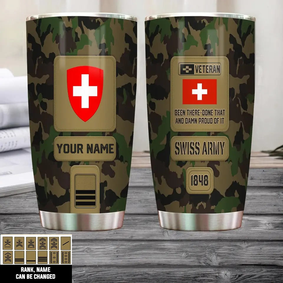 Personalisierter Schweizer Veteran/Soldat mit Rang, Namensbecher - 17218656