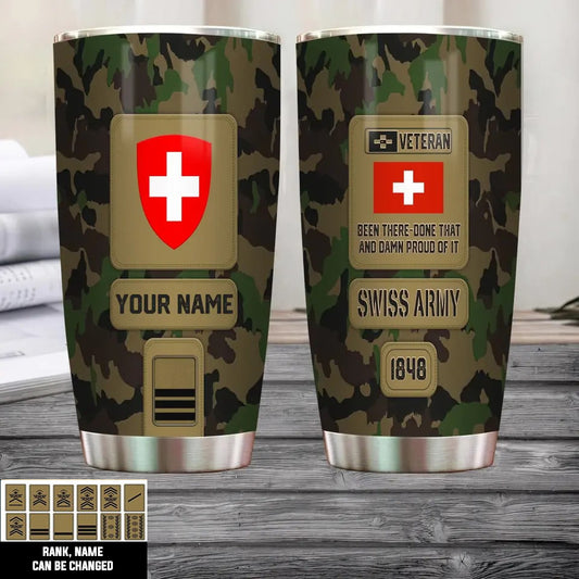 Personalized Swiss Veteran/ Soldier With Rank, Name Tumbler - 17218656