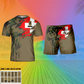 T-shirt personnalisé avec camouflage soldat/vétéran suisse avec nom et grade combinés + short imprimés en 3D