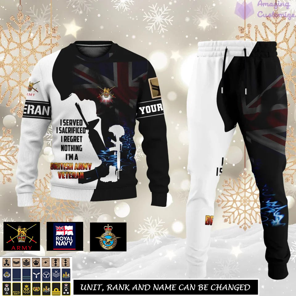 Personalized UK Soldier/Veteran Camo with Rank And Name Combo Sweater + Jogger - 17171136