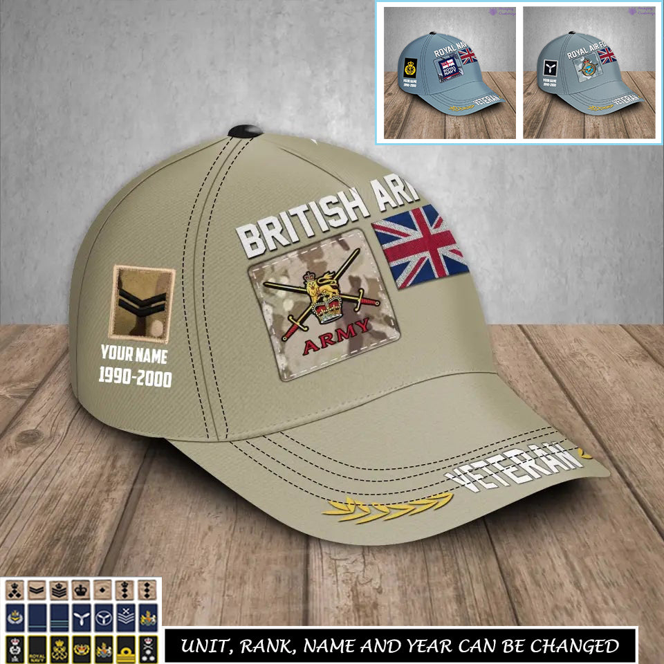 Personalized Rank, Year And Name UK Soldier/Veterans Baseball Cap - 17236800