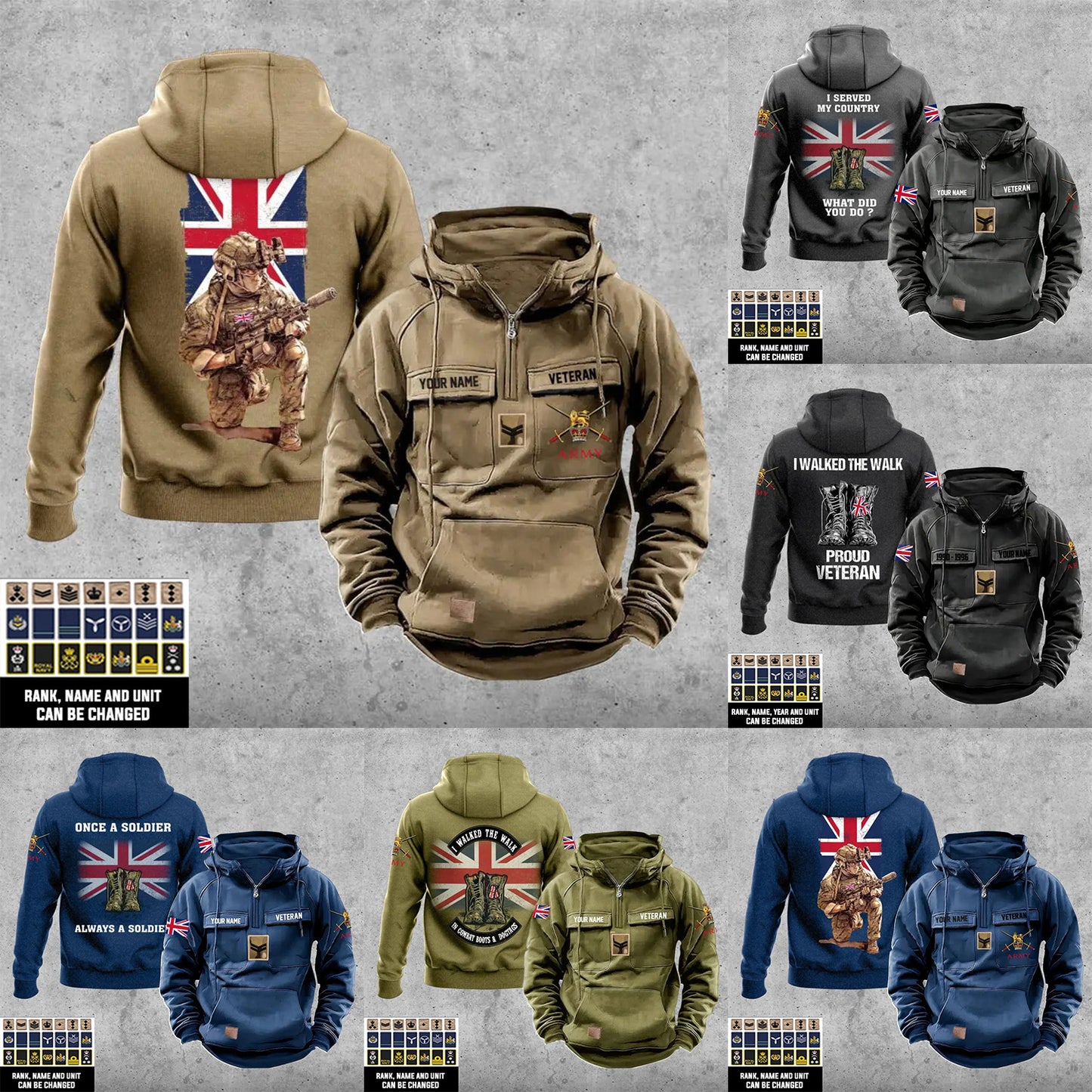 Personalized UK Soldier/Veteran Vintage Hoodie All Over Printed - 17273088