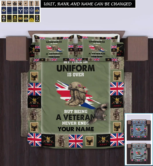 Personalized UK Soldier/ Veteran Camo With Name And Rank Bedding Set - 17243712