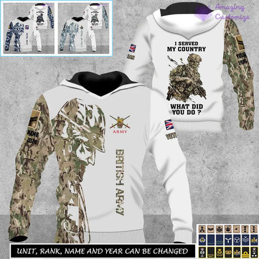 Personalized UK Soldier/Veteran Camo with Name, Rank Hoodie All Over Printed - 17262720