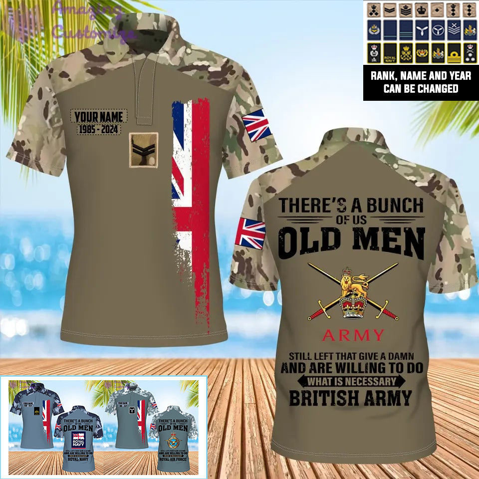 Polo personnalisé avec motif camouflage soldat/vétéran britannique imprimé sur toute la surface avec nom, année et grade - 17217792