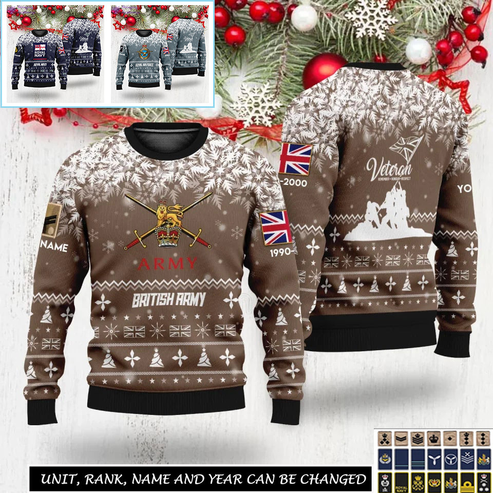 Personalized UK Soldier/Veteran Camo with Rank, Name And Year Sweater All Over Printed - 17310240