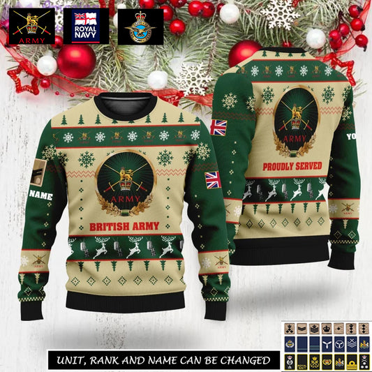 Personalized UK Soldier/Veteran Camo with Name And Rank Sweater All Over Printed - 17308512