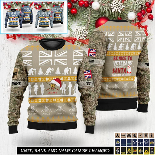 Personalized UK Soldier/Veteran Camo with Rank And Name Sweater All Over Printed - 17312832