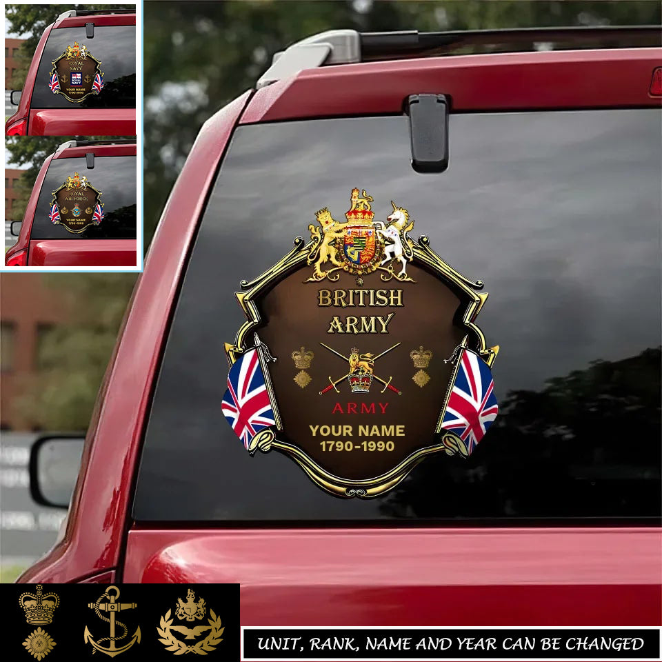 Personalized Name, Rank And Year UK Veteran/Soldier Car Decal Printed - 17279136