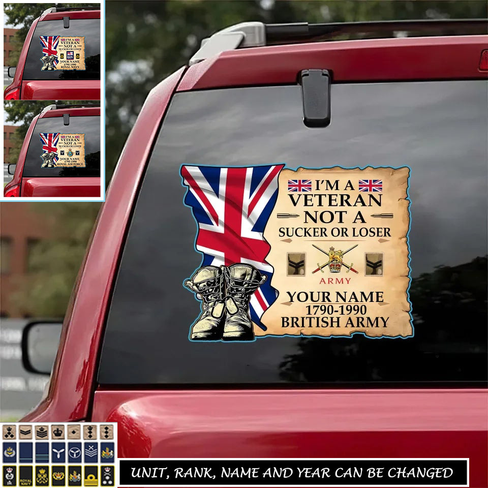 Personalized Name, Rank And Year UK Veteran/Soldier Car Decal Printed - 1727913601