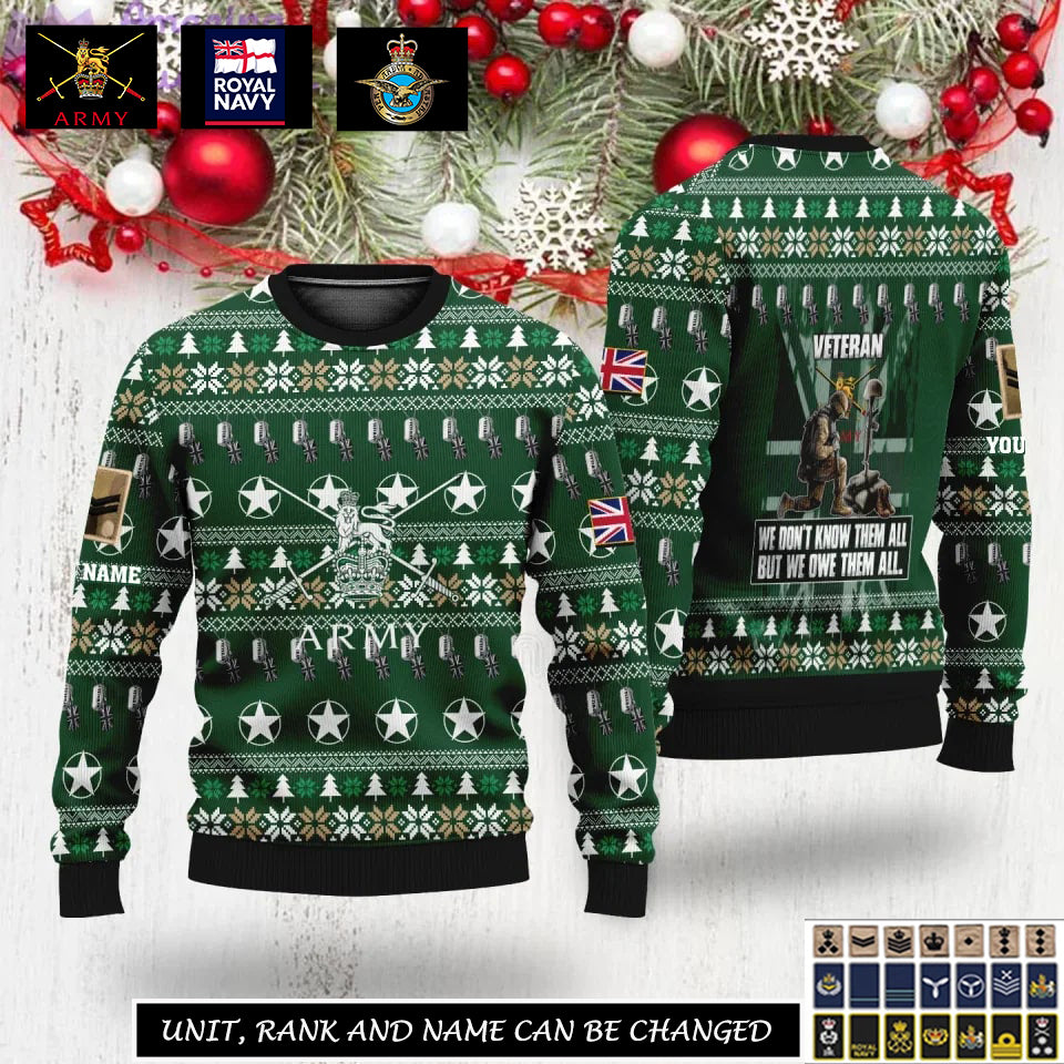 Personalized UK Soldier/Veteran Camo with Name And Rank Sweater All Over Printed - 17299008