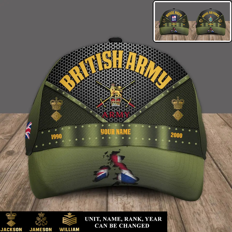 Personalized Rank, Year And Name UK Soldier/Veterans Baseball Cap - 17240256