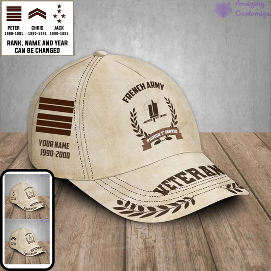 Casquette de baseball personnalisée avec grade, année et nom pour soldat/ancien combattant français - 1721260803