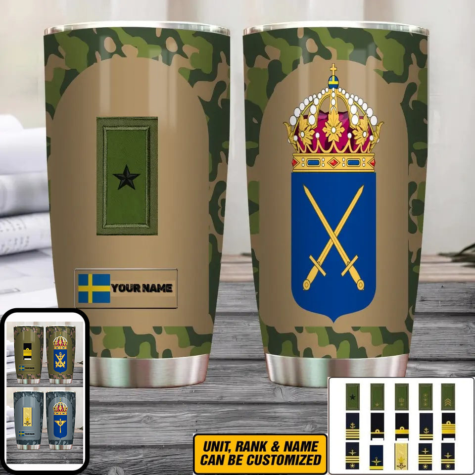 Verre à vin personnalisé avec motif camouflage, vétéran/soldat suédois, avec rang et nom, imprimé sur toute la surface - 3004230003