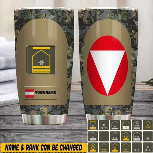 Personalized Austrian Veteran/Soldier With Rank And Name Camo Tumbler All Over Printed - 1682812802