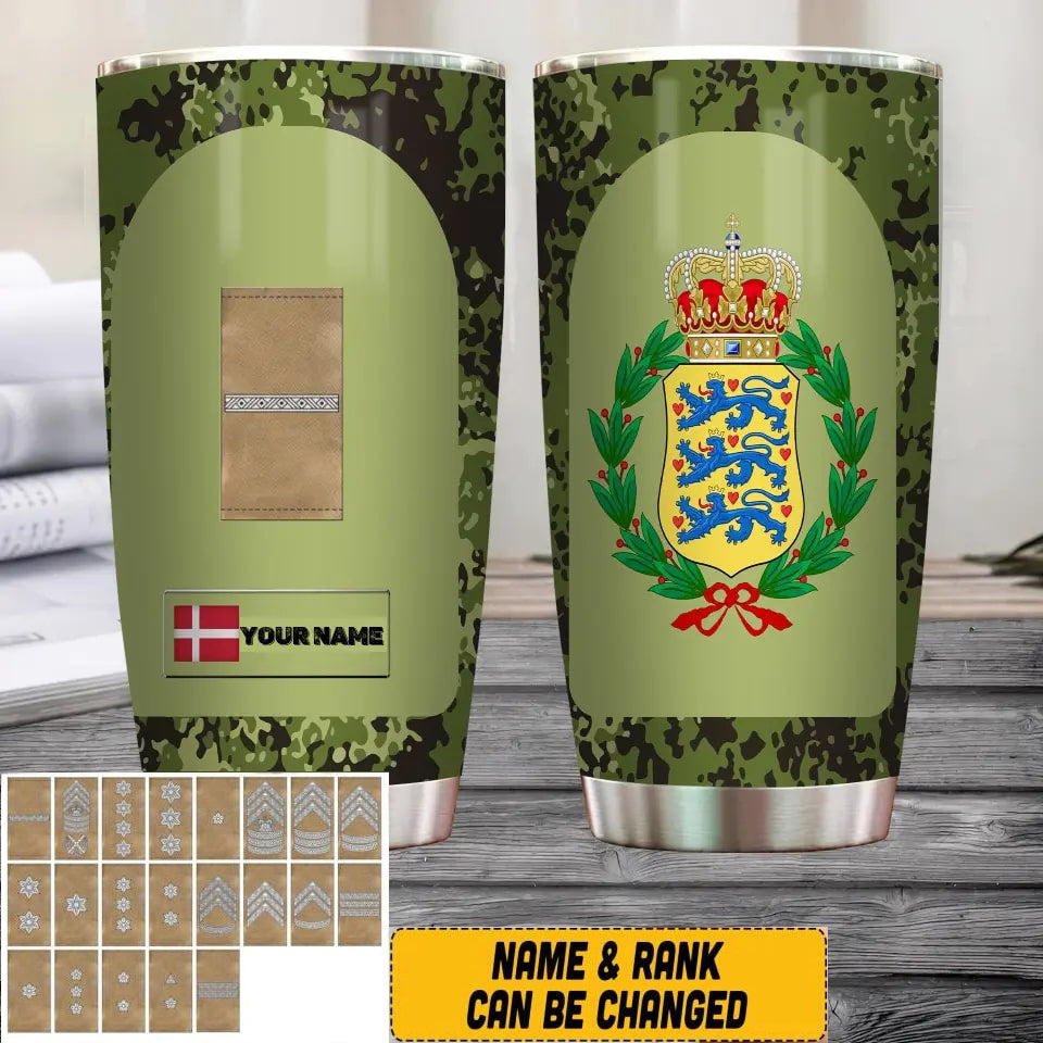 Personalized Danish Veteran/Soldier With Rank And Name Camo Tumbler All Over Printed - 3004230003