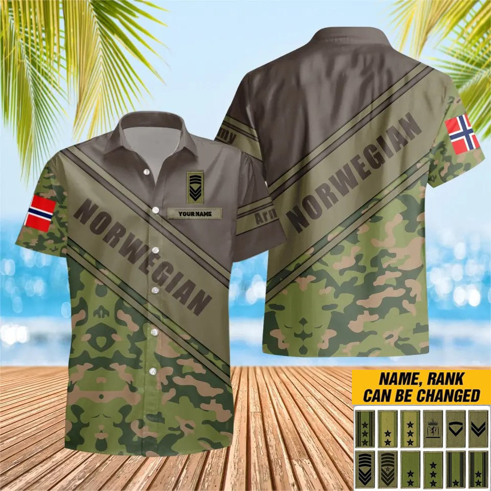 Personalisiertes norwegisches Soldat-/Veteranen-Tarnhemd mit Namen und Rang, 3D-Druck – 3004230001