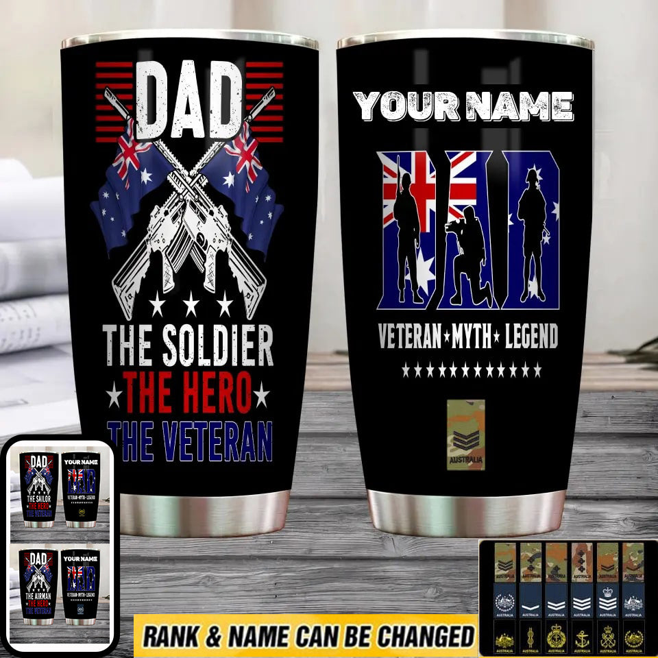 Personalized Australian Veteran/ Soldier With Rank And Name Camo Tumbler All Over Printed 0302240021