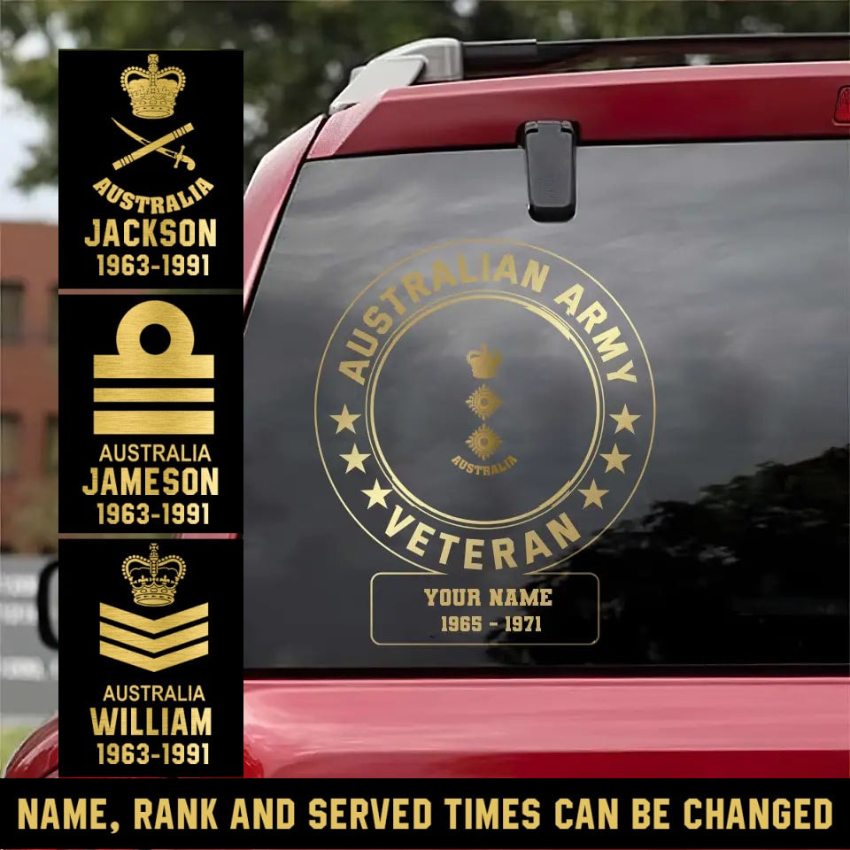 Personalized Name Rank And Year Australian Veteran/Soldier Car Decal Printed - 1809230001